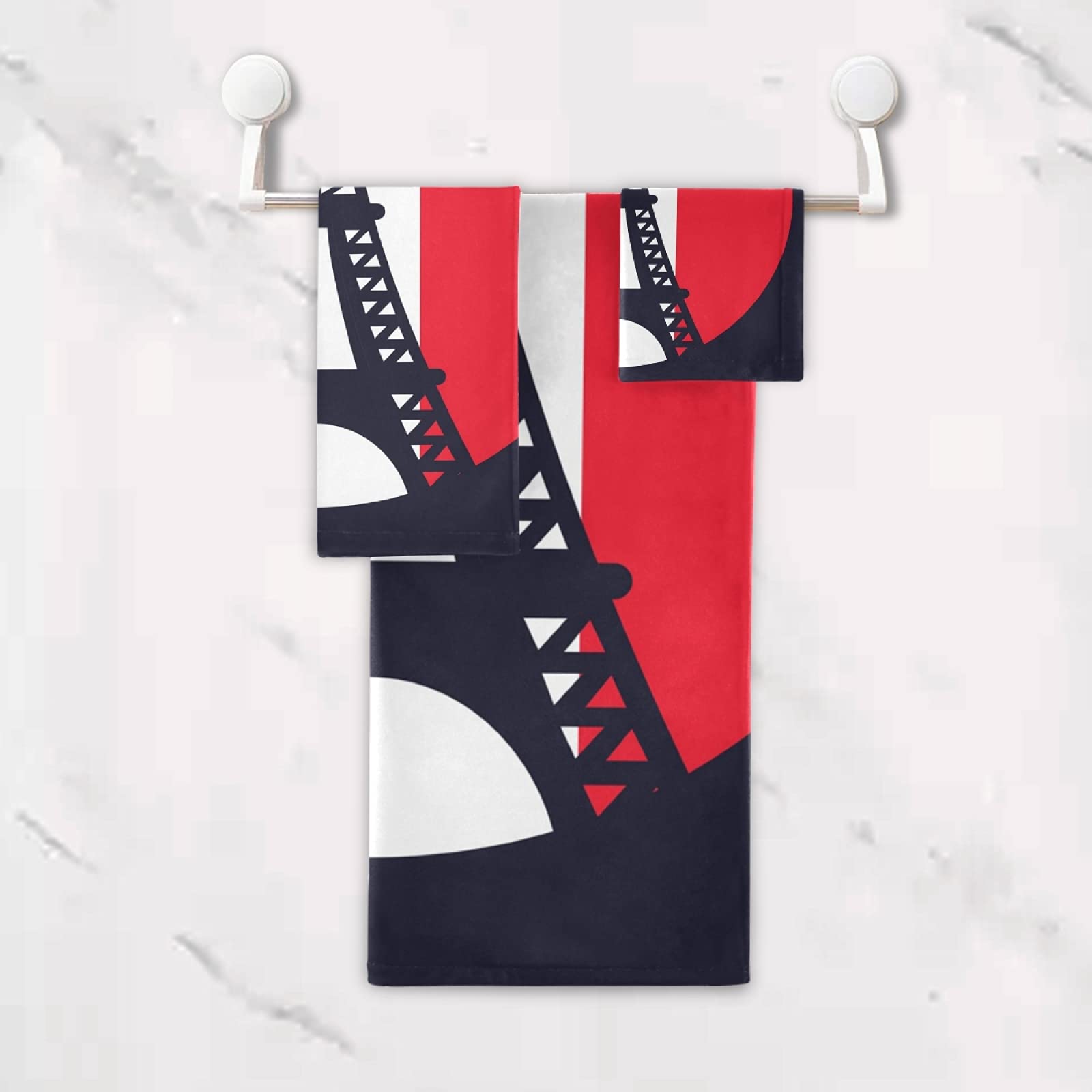 Vnurnrn Bandera De La Cultura De Francia Torre Eiffel Juego de Toallas para Baño Playa Toalla (1 Toalla de Baño y 1 Toalla de Mano y 1 Paño de Lavado) para Nadar Niñas Niños