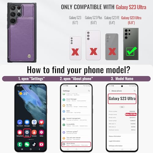 Vinich for Samsung Galaxy S23 Ultra Wallet Case with Card Holder, RFID Blocking Credit Slots Kickstand Shockproof Phone Cover Fit for Galaxy S23 Ultra 6.8" Purple by Vinich - Used condition - Image 6