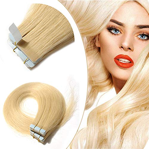 Down Human Hair Tape in Hairpieces 20" Blonde
