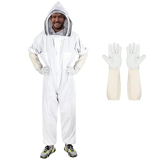Bee Suits for Men Women,Bee Keeper Suite with Beekeeping Gloves,Beekeeping Suit with Veil Hood,Fully Body Sturdy Beekeeper Suite,Suitable for Professional Beekeepers and Beginners(XXL)