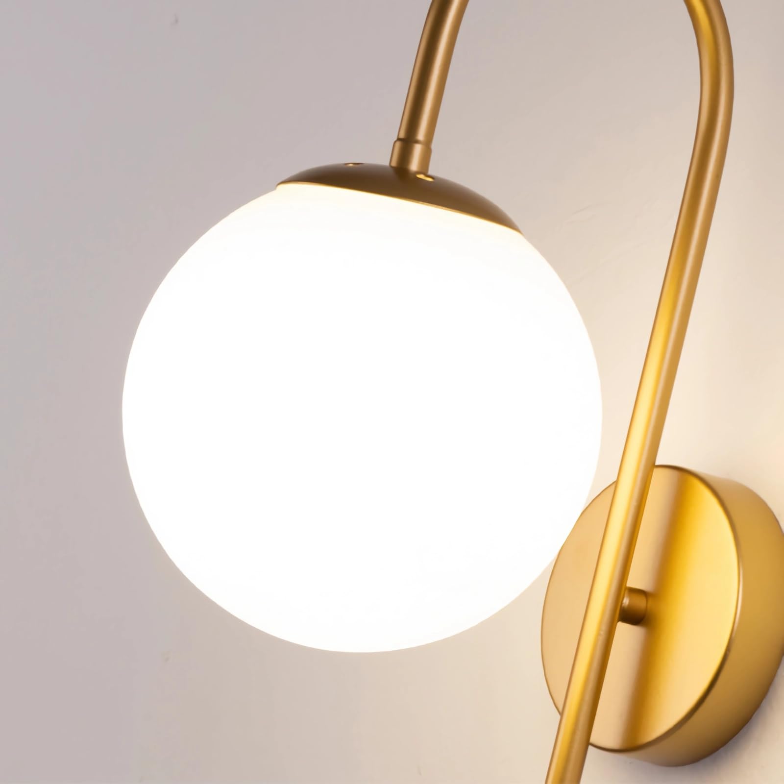 Lampada da Parete Moderna, Applique da Parete con Sfera in Vetro in Stile Mid-Century per Camera da Letto, Soggiorno, Comodino, Sala da Pranzo E Bagno,d'oro,E