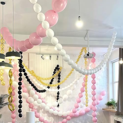 Image of Pastel Pink Linking Balloons, 60PCS 6 Inch Small Baby Pink Link Balloons for Making Balloon Wall Heart Arch, Quick Linked Balloon for Girls Wedding Birthday Baby Shower Valentine's Party Decorations