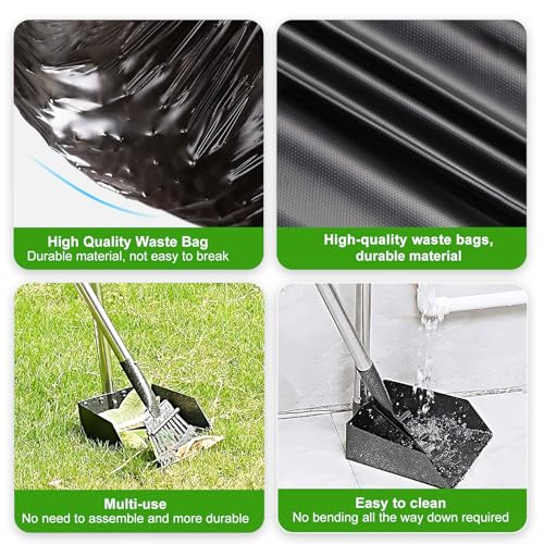 Image of Dog Poop Trash Can Outside with Pooper Scooper, 20L /5Gal Dog Waste Trash Can with Lid, Pedal and Removable Inner Bin, Pet Poop Bin with Metal Rake & Tray and 100 Bags