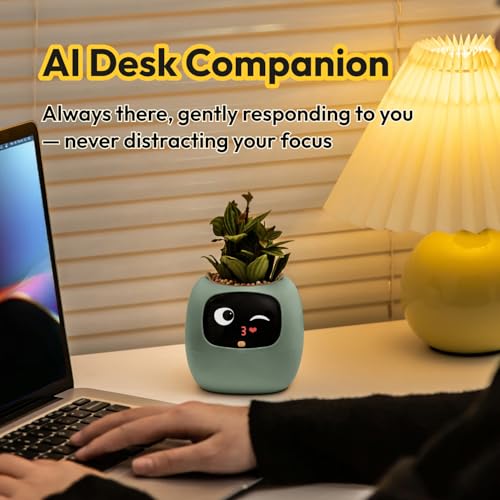 Image of PLANTSIO Ivy Interactive AI Desk Companion, Smart Plant Pet with 100+ Expressions, Cute Indoor Planter for Office Decor, Unique Gift for Plant Lovers & Coworkers(Blush)