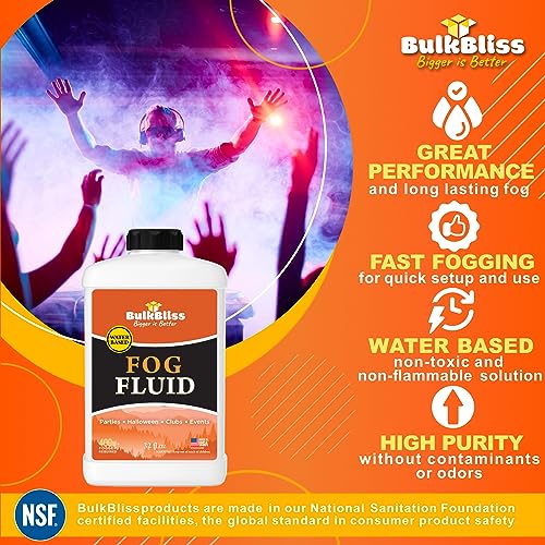 BulkBliss Fog Liquid and Smoke Machine Fluid – Premium DJ, Event and Halloween Fog Juice, Medium Density (Quart (32 oz))