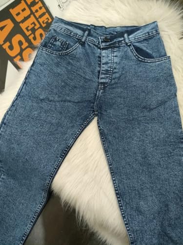 بنطلون جينز كلاسيك رجالي بلمسة عصرية - قصة مستقيمة مريحة وخامة عالية التحمل - متوفر بألوان متعددة وأفضل سعر (كحلي, 30)