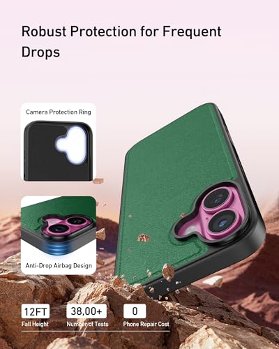 LUHOURI for iPhone 17 Case Wallet - Wireless Charging Compatible Green - image 7