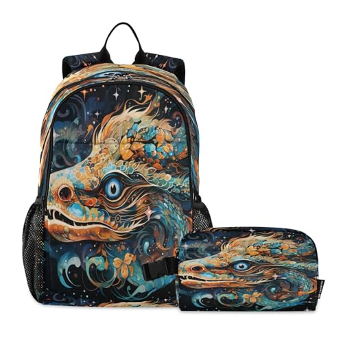 Sac à dos pour étudiants anti-déchirure Serpent D'Art aquarelle
