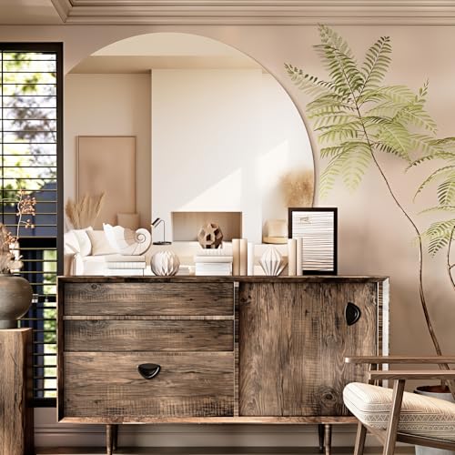 TheiaMo 43" Half Moon Wall Mirror for Bathroom, Frameless Bathroom