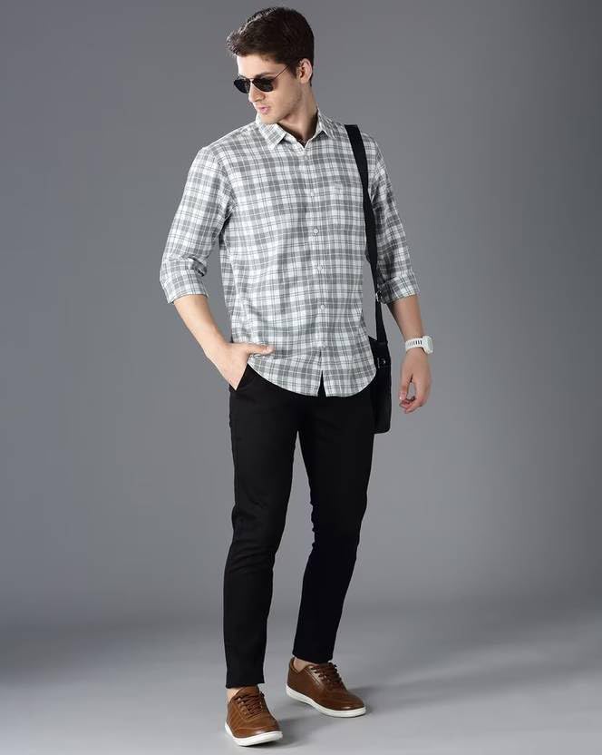 Image of NoseQueen Men's Checked Cotton Shirt | Full Sleeve Regular Fit Casual Shirt for Men | Soft Breathable Checkered Shirt