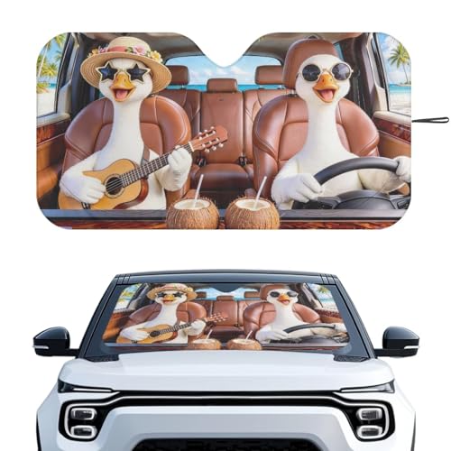 Image of Car Windshield Sun Shade - Foldable Beach Goose Drive Car Windshield Sunshade for Front Window for Most Sedans SUV Truck - Autom Interior Accessories for Sun Protection