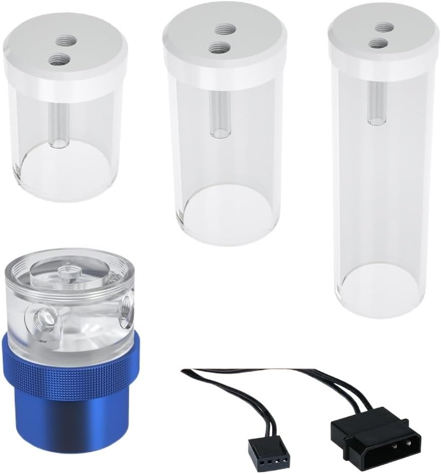 ATooi D5 Pump 18W Maximum Flow Lift 4 Meters 1260L/H / D5 Combo Pump + Reservoir/Length 190mm 230mm 310mm / Coolant Tank (Color : Ary-bluewhite pump, Size : 90mm Reservoir)