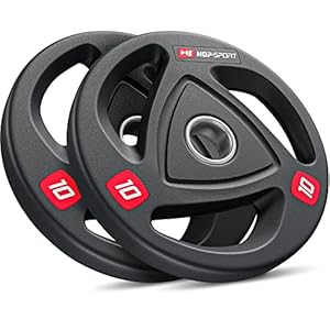 Hop Sport Olympische Gewichten Set 20 kg 4 x 5 kg, 2 x 10 kg, halterschijf 50 mm voor alle krachtapparatuur en halterstangen in je home Gym