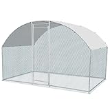 Large Metal Chicken Coop with Waterproof Cover,6.5 x 10 ft Chicken Coop Kits Fence Heavy Duty Rabbits Cats Dogs Farm Pen Walk-in Poultry Cage Chicken Hen Run House for Outdoor Backyard Use