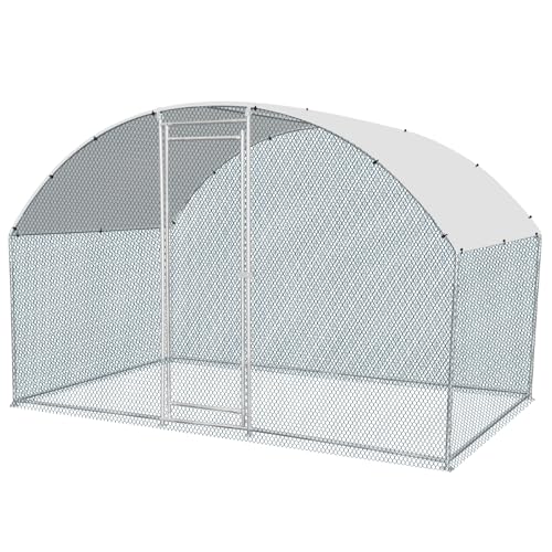 Large Metal Chicken Coop with Waterproof Cover,6.5 x 10 ft Chicken Coop Kits Fence Heavy Duty Rabbits Cats Dogs Farm Pen Walk-in Poultry Cage Chicken Hen Run House for Outdoor Backyard Use