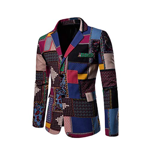 Inlefen Chaqueta Casual para Hombre Traje Casual Impreso Otoño Invierno Moda de...