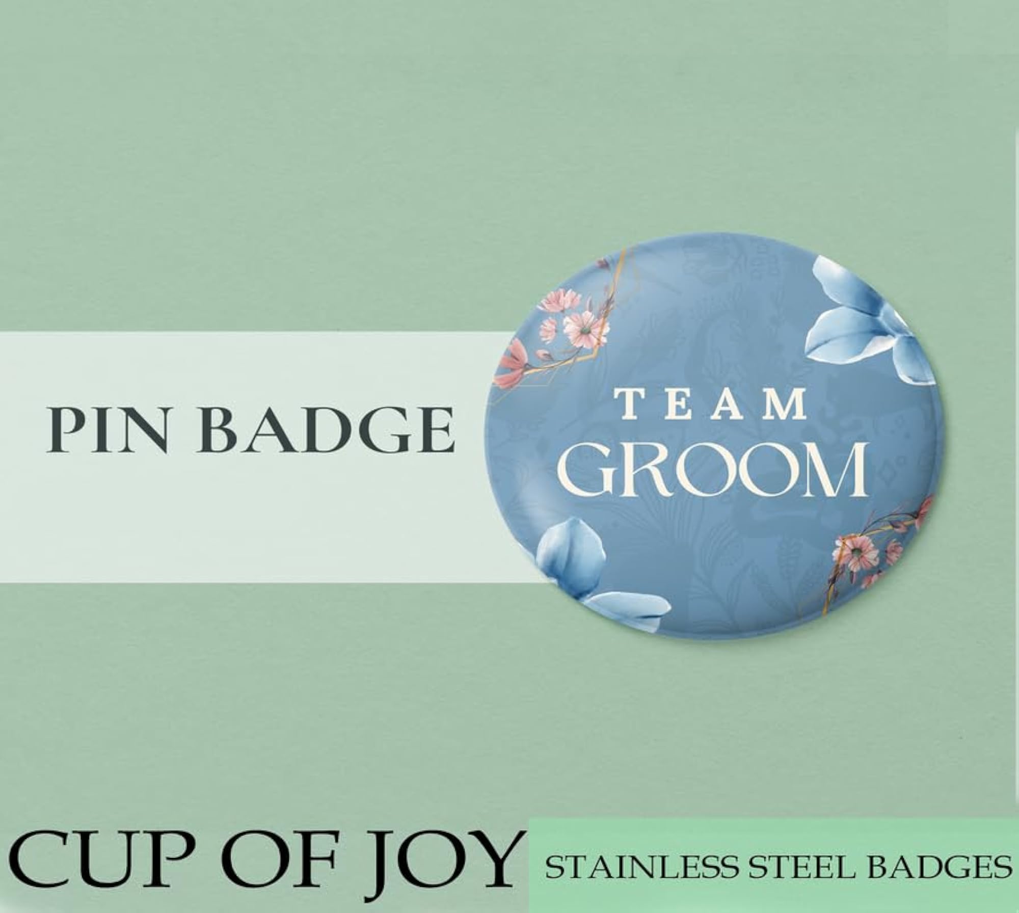 Cup of Joy Team Groom Badges, Wedding Accessories