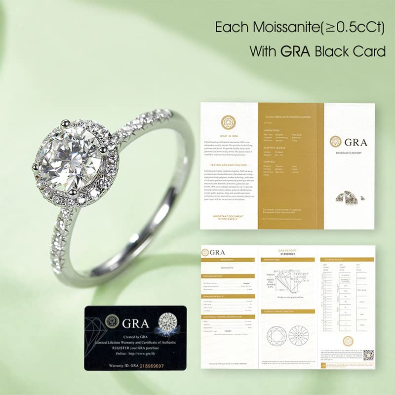 White/Pink/Yellow/Green/Black/Blue Moissanite Rings Bride Jewelry 1Ct VVS1 Moissanite Engagement Rings 925 Sterling Silver imitation Diamond Band Ring Wedding Engagement Women's Ring Christmas Gifts for Her(Size 5-10)3