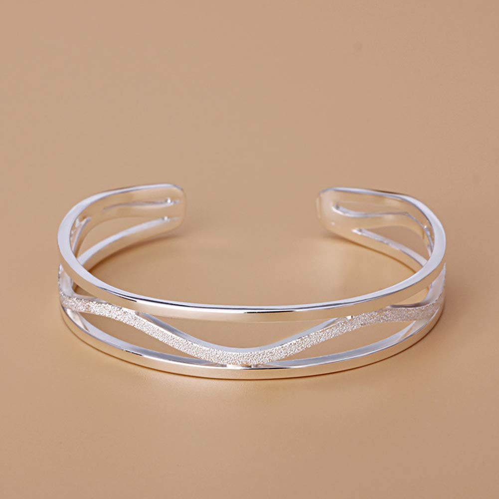 Bracelet en Argent Ouvert Bijoux de Bracelet en Argent Sterling de Tempérament de Charme de Mode de Femme