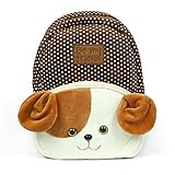 PERLETTI Mochila Peluche Perrito Niños Niñas 2/5 Años - Bolso Infantil Perro Suave para Escuela Guardería y Viajes - Bolsa Escolar con Bolsillo en Forma de Animal Cachorro - 20x28x8 cm (Perro)