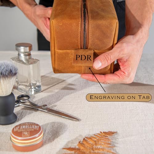 Personalized Handcrafted Leather Toiletry Bag for Men, Custom Shaving, Travel Dopp Kit, Grandpa, Dad, Husband, Father, Him, Boyfriend, Groomsmen, Birthday, Wedding, Valentines Day Gifts for Men - Image 6
