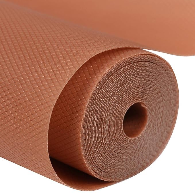 KayJen (45 cm X 3 m) Brown Food Grade EVA Anti Slip MatSheet for Fridge, Kitchen, Drawer, Shelf Liner, Table (Diamond Texture, Brown)