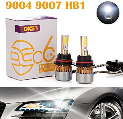 9004 HB1 LED Headlights Bulbs Hi/Lo Beam 6000K 16000LM Dual Beam Healight 4-Side COB Chips, Pair