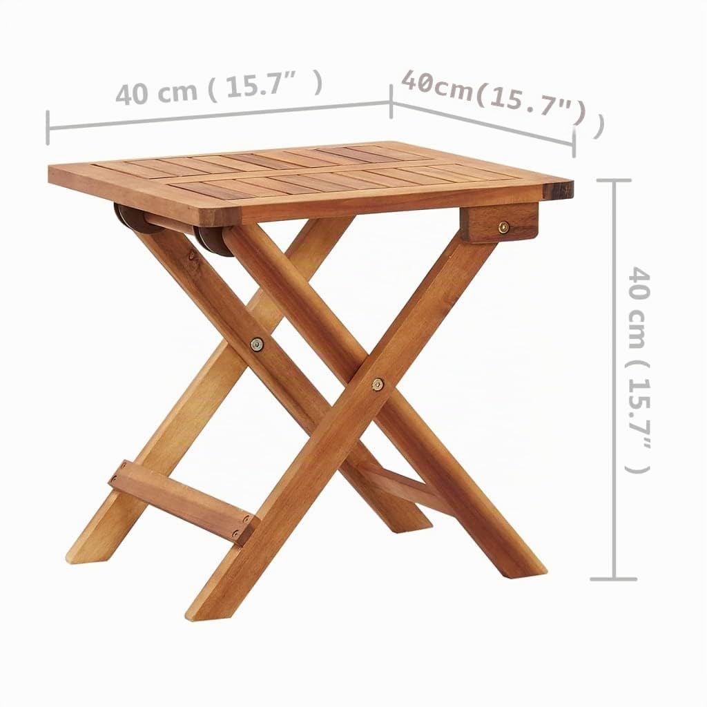 vidaXL Klappbarer Garten-Beistelltisch aus massivem Akazienholz, Balkontisch & Couchtisch für Garten/Terrasse, 40 x 40 x 40 cm