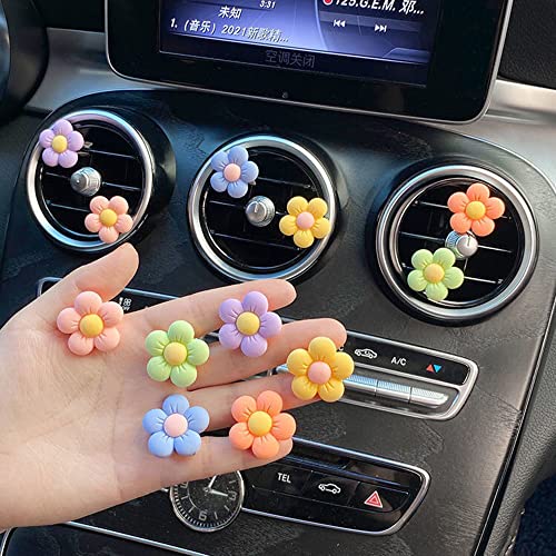 Image of 6pcs Small Daisy Flower Car Air Fresheners Vent Clips with 12pcs Fragrance Pads Cute Car Air Conditioner Vent Interior Decor