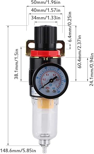 Miniatura 4 de Regulador de presión de aire 14 "Regulador de compresor de aire de presión de agua, trampa de humedad, herramienta limpiadora para sistema de