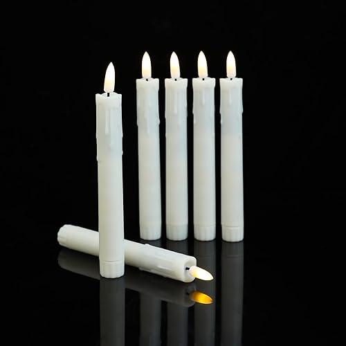 Miniatura 6 de Velas LED parpadeantes cortas de 7 pulgadas sin llama con dos controles remotos de luz blanca cálida, paquete de 6 velas LED de plástico con mechas
