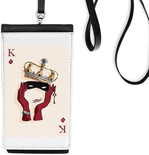 Playing Cards Diamond K Pattern Phone Wallet Purse Hanging Mobile Pouch Black Pocket