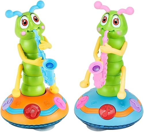 SHAYMON88 Electric Caterpillar Saxophone Toy, Wriggle Caterpillar with Music and LED Light, Sensory Toys for Babies, Funny Twisting Sing Dance Toy for Baby Toys 6 to 12 Months Toddlers Gifts