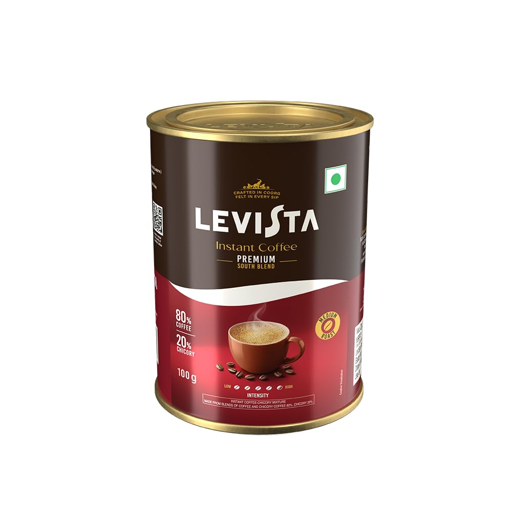 Levista Premium Instant Coffee (Can) (100 Grams) | Premium Blend of 80% Coffee & 20% Chicory| Caffeine Coffee with Rich Bold Flavour for an Energising Experience-image-43
