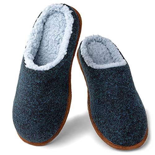 ZIZOR Homme Pantoufles Confortables, Chaussons d'hiver et d'automne Anti-dérapante, Pantoufles en Coton et Doublure en Mousse Mémoire, Bleu noir, 46/47 EU Cover