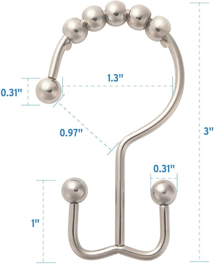 Amazer Shower Curtain Hooks Rings and AmazerBath Waffle Shower Curtain