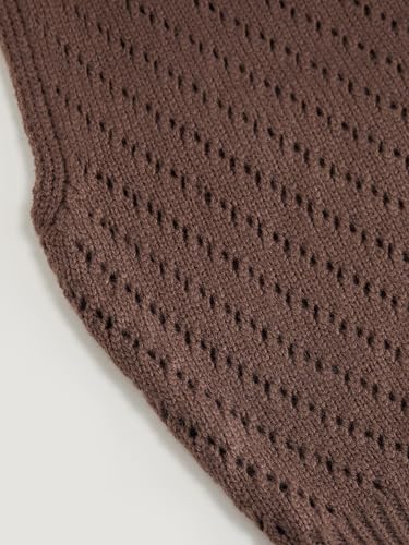 Image of CIDER Summer Short Sleeve Crop Sweater Vest Women Boat Neck Cut Out Tops | Cinched Waist, Light Weight, Ribbed Knit Tops, Hollow Out Crochet Vest, Going Out Trendy Tee