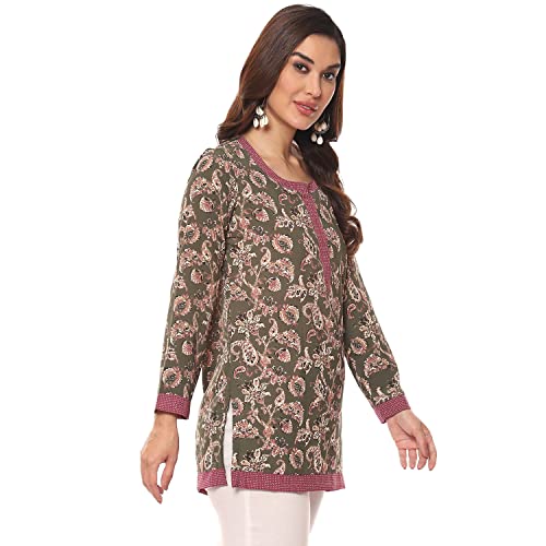 Image of BIBA Women Art Silk Regular Fit Straight Printed Kurti