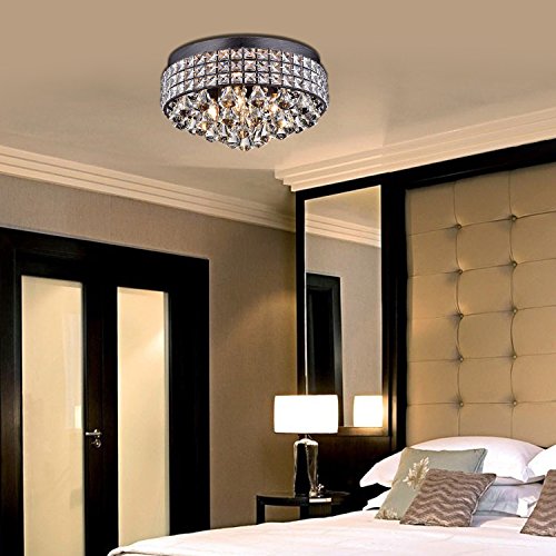 Jolie Iron Shade Crystal Flush Mount Chandelier - Thumbnail 6