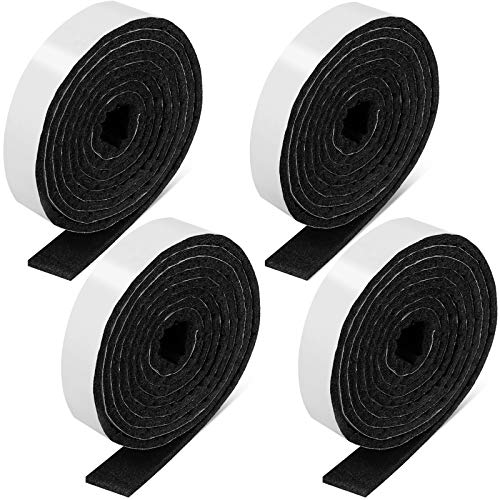 1/2 x 60 Inch Felt Strips with Adhesive Backing Self-Stick Heavy Duty Felt Tapes Polyester Felt Strip Rolls for Protecting Furniture and Freedom DIY Adhesive (Black,4 Rolls)