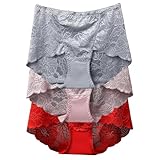 Women Sexy Lace Underwear Seamless Full Coverage High Waisted Panties Fashion Stretch Breathable Briefs 3 Pack