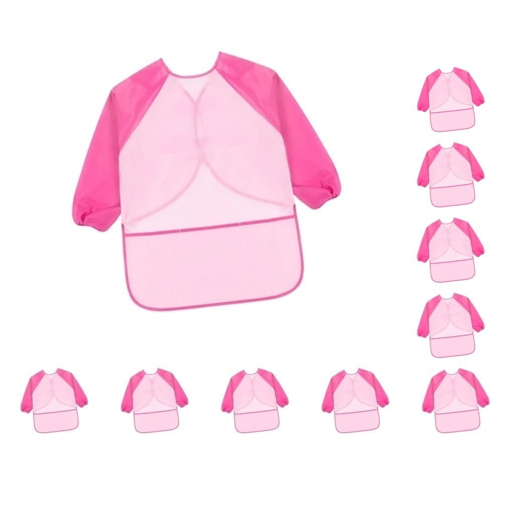 Grembiule per bambini a maniche lunghe per pittura disegno impermeabile grembiule rosa manica M
