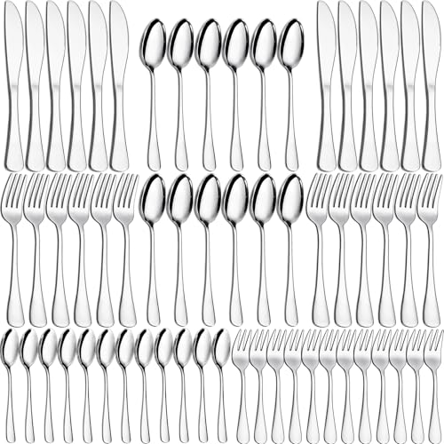 60-teiliges Besteck-Set, Joeczo Edelstahl Besteckset für 12 Personen, inkl. 12 Gabeln, 12 Messer, 12 Esslöffel, 12 Teelöffel, 12 Kuchengabeln