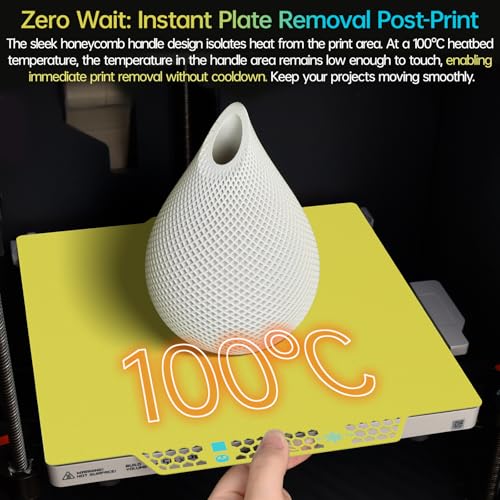 Image of BIQU CryoGrip Pro Glacier Build Plate for Bambu-Lab 3D Printers | X2D P2S P1S P1P X1C X1E A1, Firm Adhesion, Double-Sided Spring Steel Sheet, Fine Texture, 257x257mm, Yellow