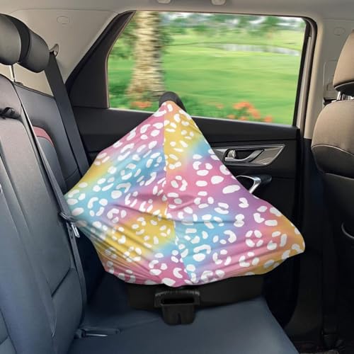 Image of Forchrinse Colourful Leopard Print Car Seat Cover Stretchy Breastfeeding Nursing Cover Soft Multi Use Cover for Shopping Cart /High Chair /Stroller