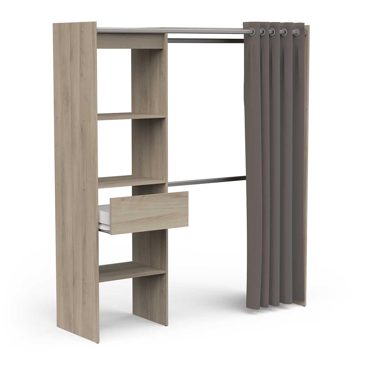 Portant à Vêtements en Bois de Chêne CHICAGO - Dressing Extensible - Fabriqué en France – Pratique et Fonctionnel (168,2 cm x 50 cm x 187 cm)