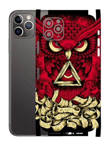 Image of AtOdds - Full Body Back Screen Guard Protector Film - Lamination Wrap Skin Sticker for iPhone 11 Pro Max | Scratchproof Matte Finish (Design - Red Owl)