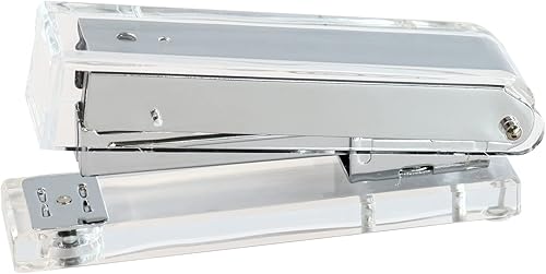 Koqye - Grapadora de escritorio con 950 grapas moderna engrapadora acrílica negra para oficina capacidad de 20 hojas peso ligero negro