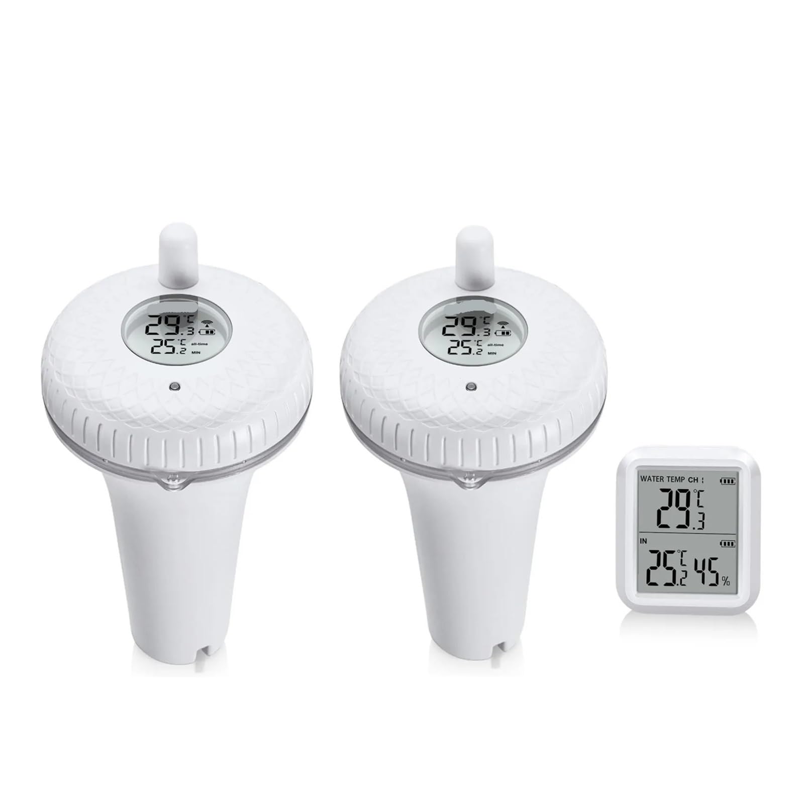 Drahtloses Poolthermometer-Set, schwimmendes Poolthermometer mit Innentemperatur-Feuchtigkeitsmonitor for heiße Quellen, kleine Teiche 2