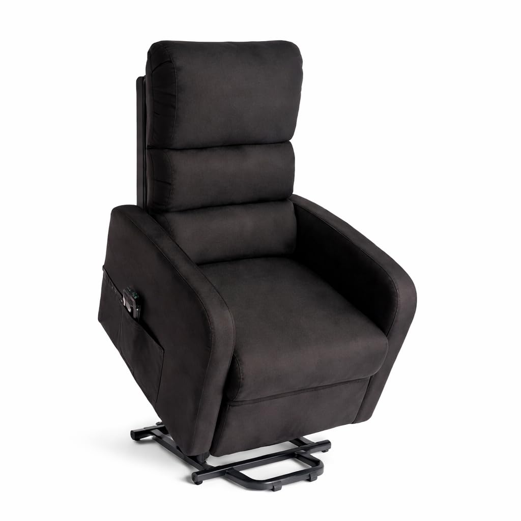 DUPI Sillón Relax eléctrico Confort | Reclinable y eleva-Personas | Mando a Distancia | Tela Poliéster Microfibra | Negro
